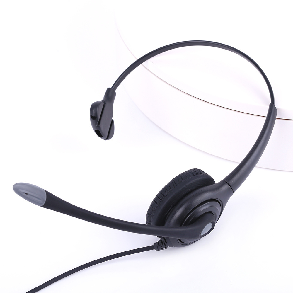 Noise cancelling call center headset with PLT QD connecting with RJ11 USB, DC plug for call center and telemarket