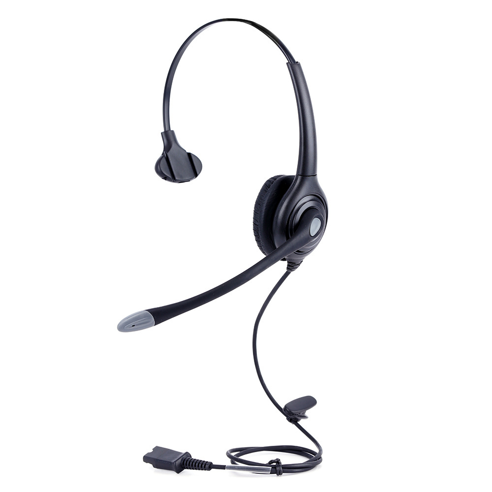 Noise cancelling call center headset with PLT QD connecting with RJ11 USB, DC plug for call center and telemarket