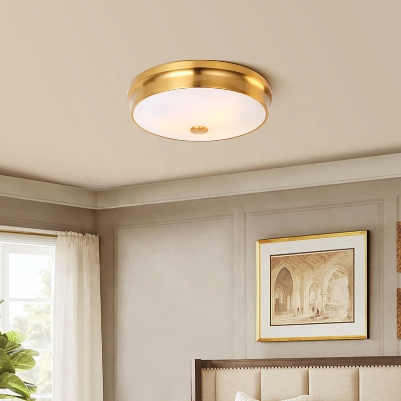 Modern luxury plated antique gold round iron living room ceiling luxury lamp ceiling light