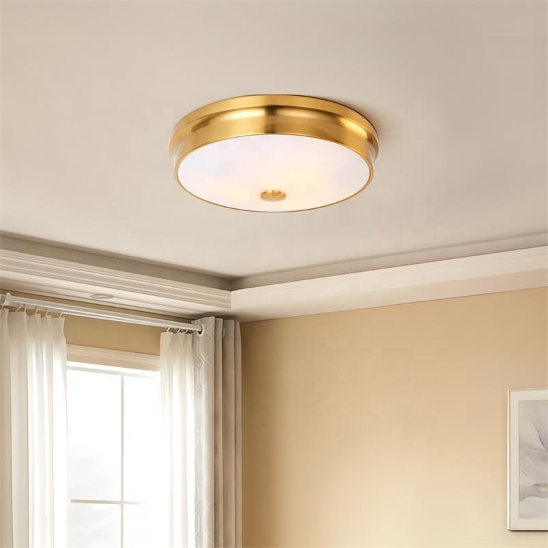 Modern luxury plated antique gold round iron living room ceiling luxury lamp ceiling light