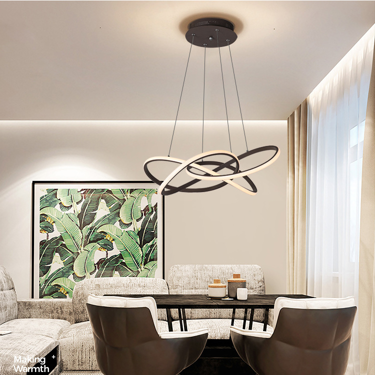 Contemporary Nordic Aluminum Simple Living Room Kitchen Hanging Ceiling Ring Pendant Light Fixtures Modern Led Chandelier