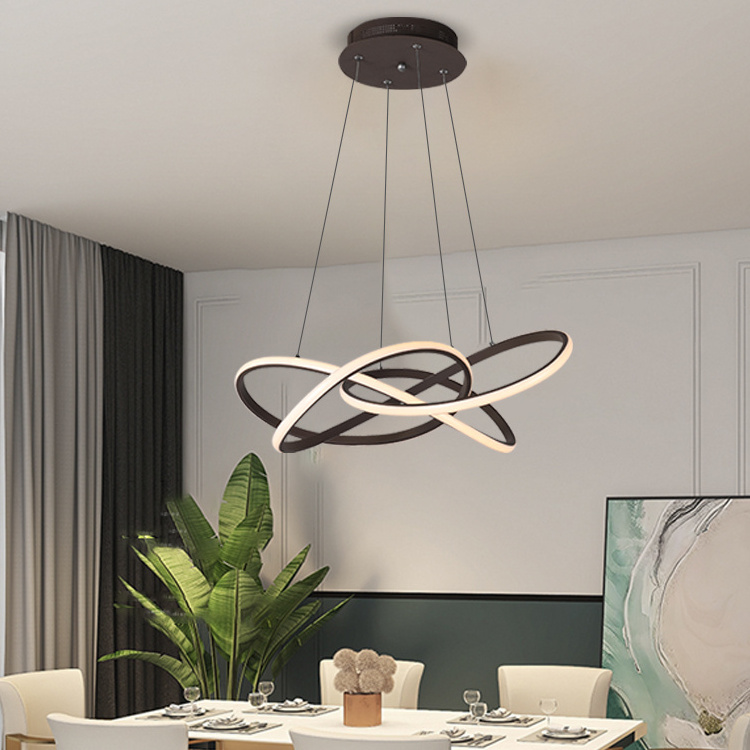 Modern Simple Living Room Decoration Ring Silica Gel Led Art Ceiling Light Bar Creative Personality Pendant Lamp