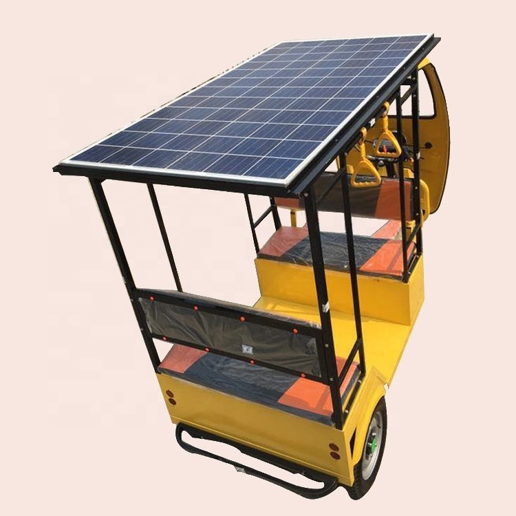 Good quality charge by solar power and city power solar panel electric tricycle for adult e rickshaw passenger trike for sale