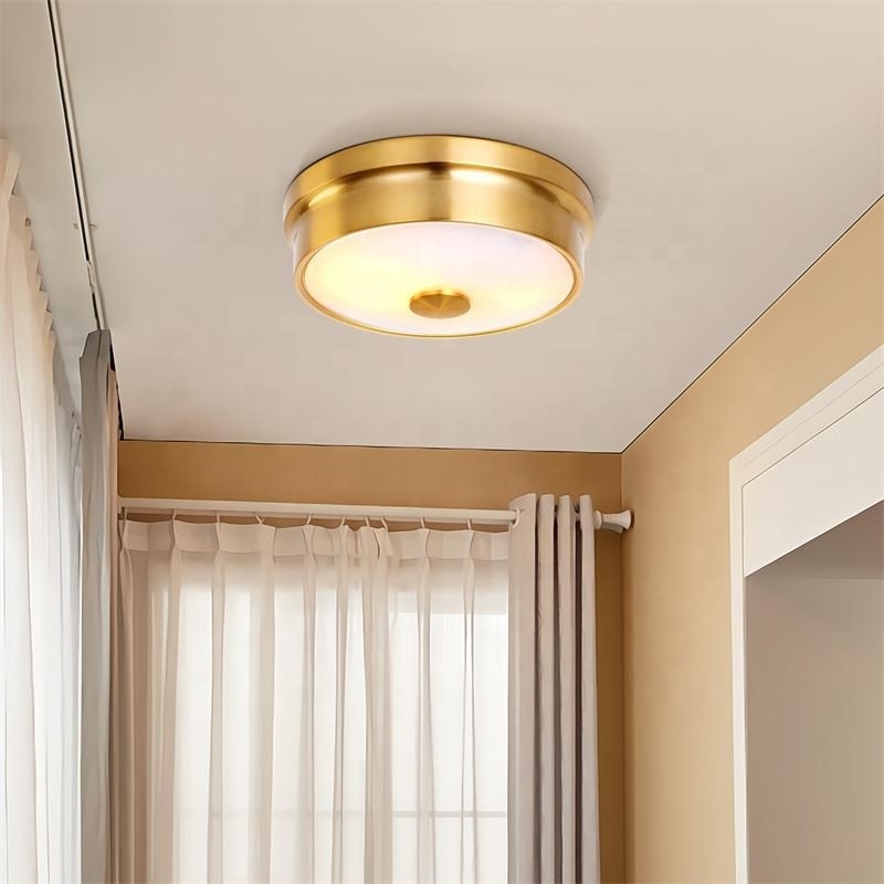 Surface mounted best selling glass decorative gold round hexagon ceiling lights for bedroom living room leisure facilities villa