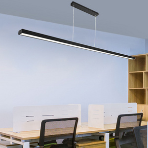 High Efficiency 72w Matt Black White Office Hanging Modern Aluminum Led Pendant Linear Light Chandelier