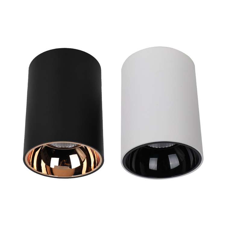 Cylinder LED Downlights Black Aluminium Hotel 7w 12w 18w Ceiling Surface Mounted  Recessed Led Cob Down Light