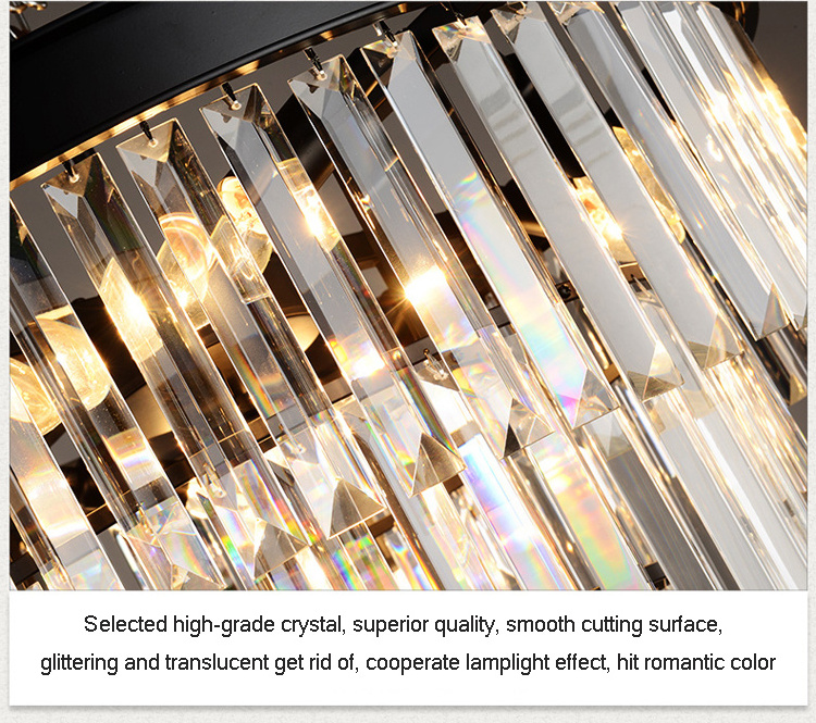 Modern Crystal Chandelier,Semi Flush Mount Ceiling Light Fixture Pendant Lamp for Bedroom