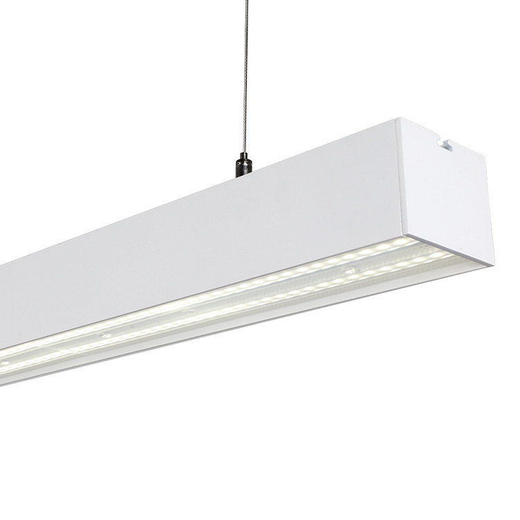 High Efficiency 72w Matt Black White Office Hanging Modern Aluminum Led Pendant Linear Light Chandelier