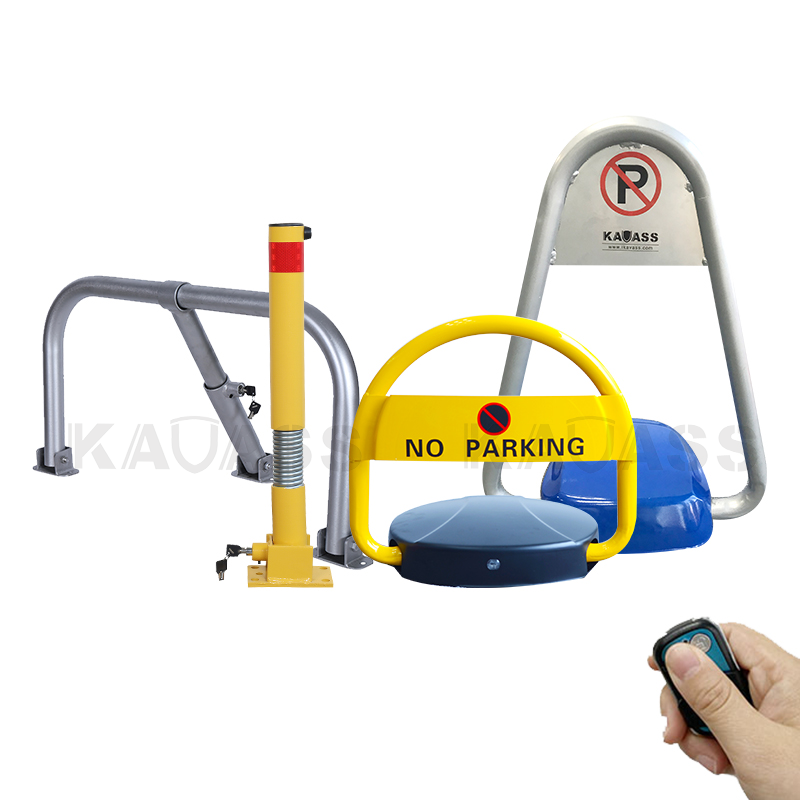 Heavy Duty Yellow Powder Coated triangle stainless steel hand manual foldable personal car parking lot space blocker