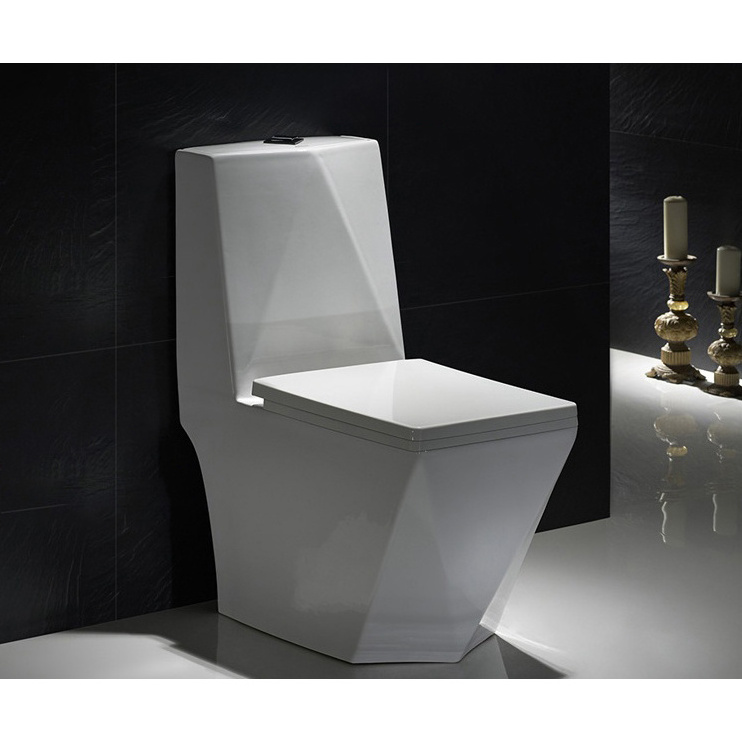 white color bathroom porcelain one piece diamond shape toilet bowl set