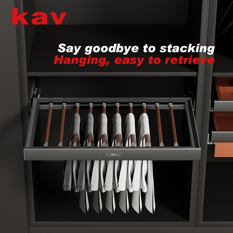 kav Wardrobe Closet  Drawer Self Closing Adjustable Pull Out Soft Close Pant Trousers Rack