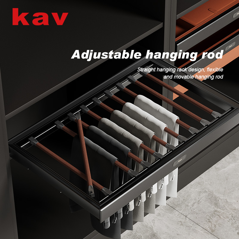 kav Wardrobe Closet  Drawer Self Closing Adjustable Pull Out Soft Close Pant Trousers Rack