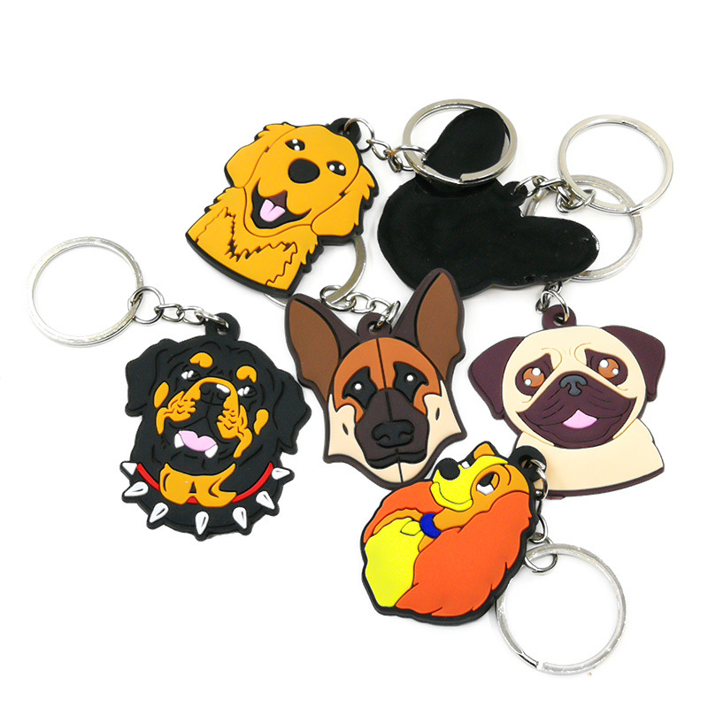 pvc key chains kawaii animal cartoon keyrings dog frog cat Snake duck shape key holders fit kids toy jewelry wholesale custom