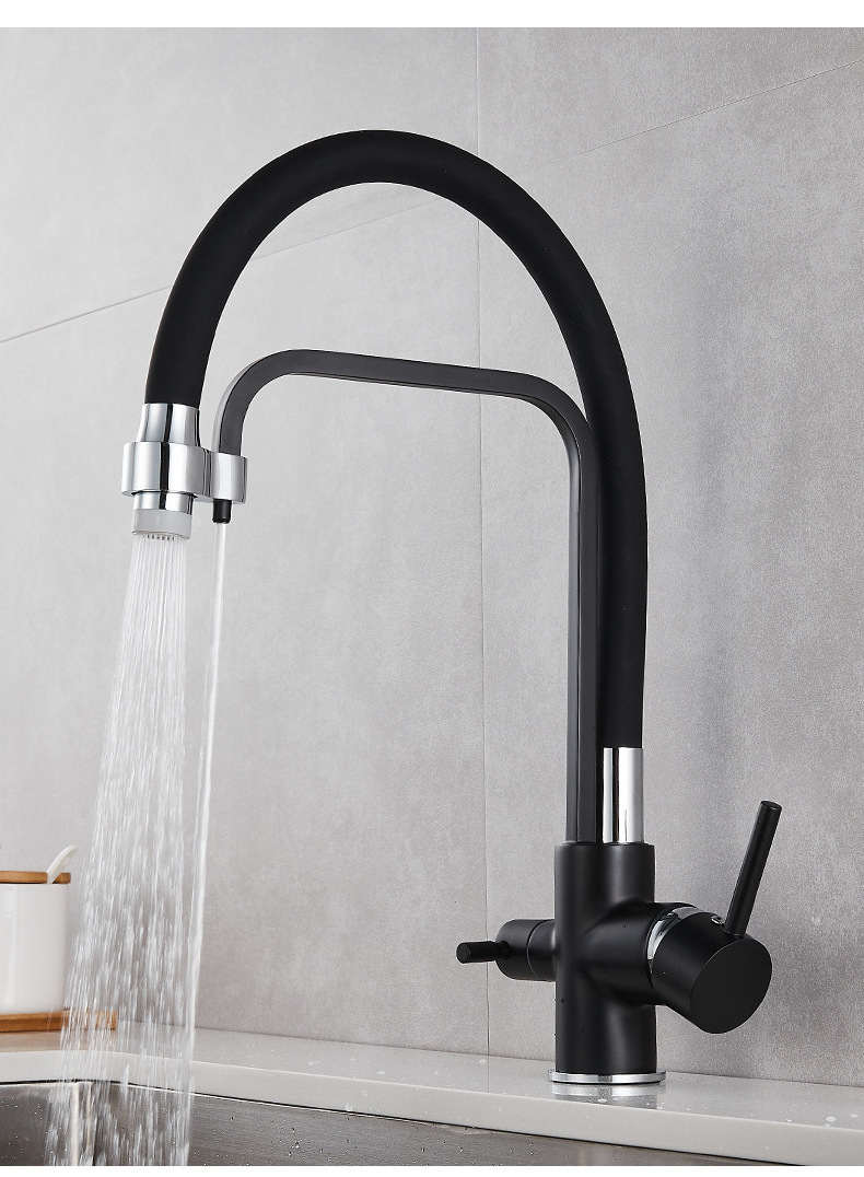 KAWAL High-end bathroom Black  hot cold water Hose pull galley faucet for Kitchen