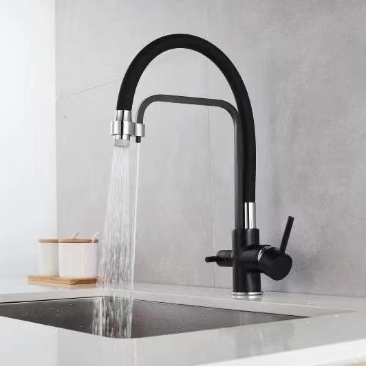 KAWAL High-end bathroom Black  hot cold water Hose pull galley faucet for Kitchen