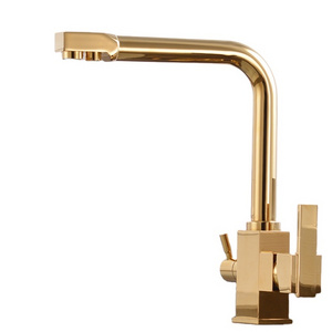 KAWAL Rose Gold Three-in-One Water Purification Kitchen Faucet Practical Deck Mounted Sink with Single Handle Ceramic Valve Core