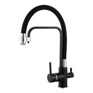 KAWAL High-End Modern Single-Hole Kitchen Faucet Pull out Hot & Cold Water Hose Black Bathroom Faucet with Ceramic Valve Core