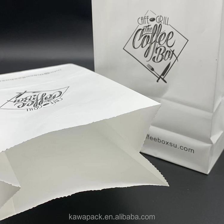 Takeout Flat Square Bottom Oil Proof Brown Cutlery Kraft Paper Bag