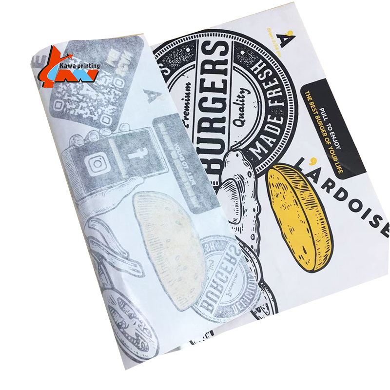 Pizza wrapping paper deli food packaging waterproof wrap burger custom printed wrapping paper