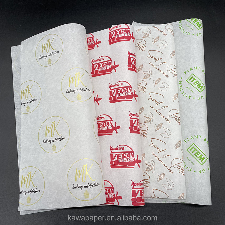 Food grade custom logo printed wax paper grease proof sandwich paper