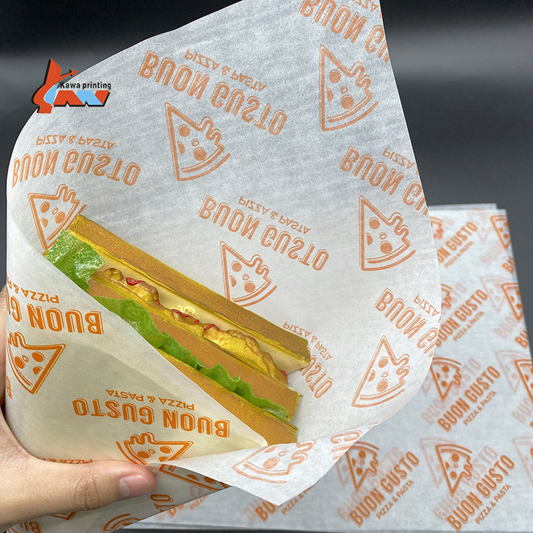 Food grade custom logo printed wax paper grease proof sandwich paper