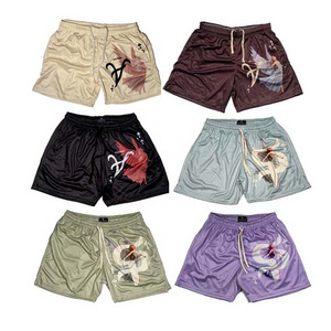 High quality men mesh basketball shorts 5 inches inseam casual shorts custom plus size polyester shorts