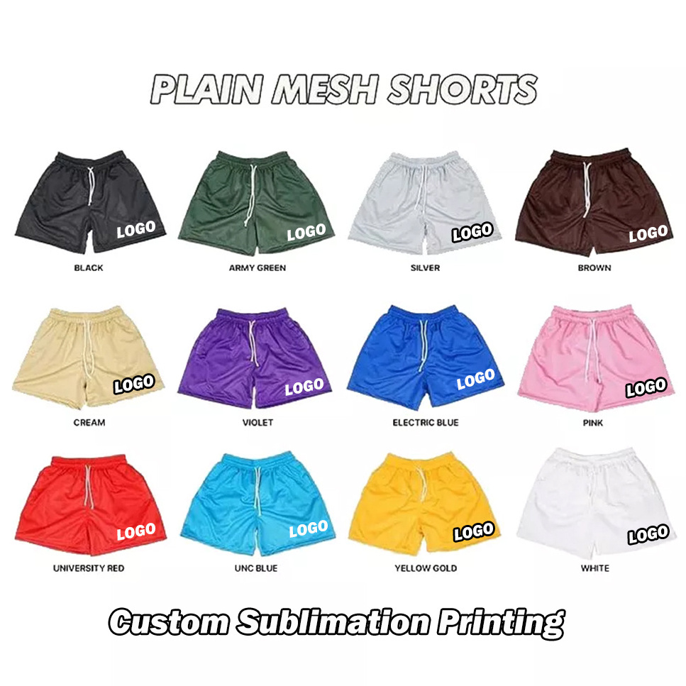 Blank wholesale custom men basketball shorts 100% polyester mesh gym workout plus size men's shorts