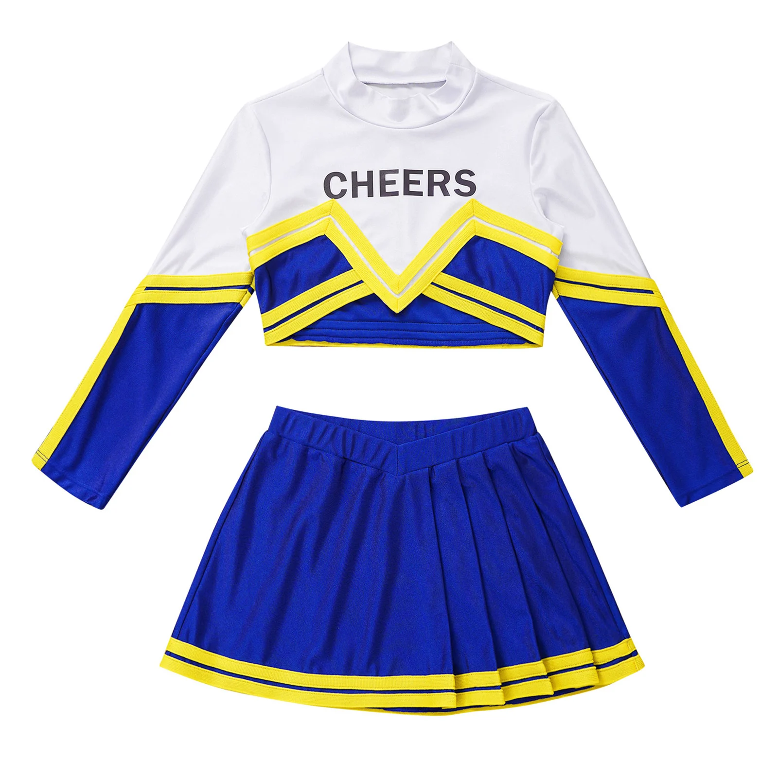 Wholesale Cheerleader Practice Suit Girls Youth Long Sleeve 2 Pieces Embroidery Cheerleading Outfits Uniforms