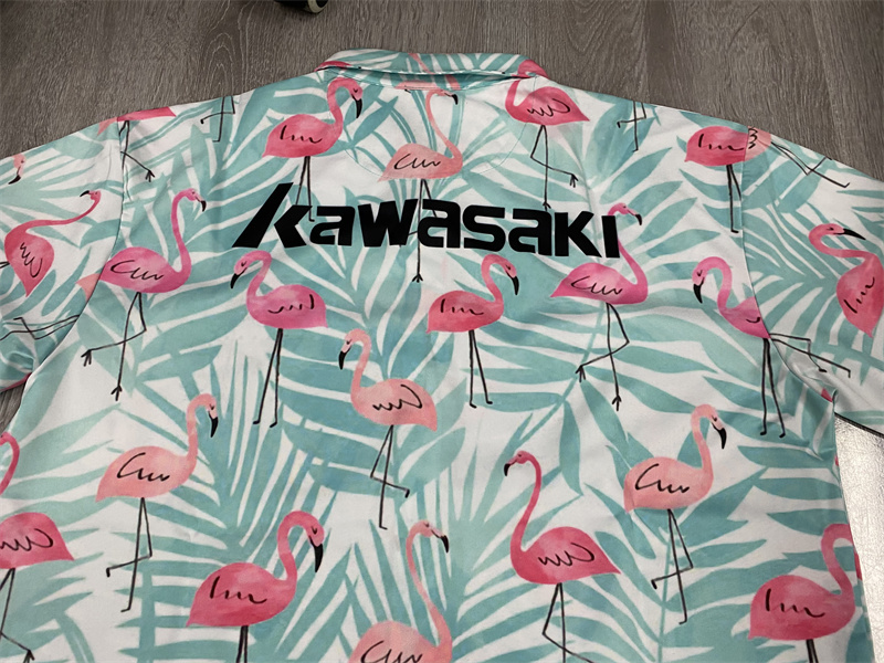 New Arrival Hawaii Men Shirt Blouse Flamingo Loose Short Sleeve Casual Buttons Cotton Beach Shirt