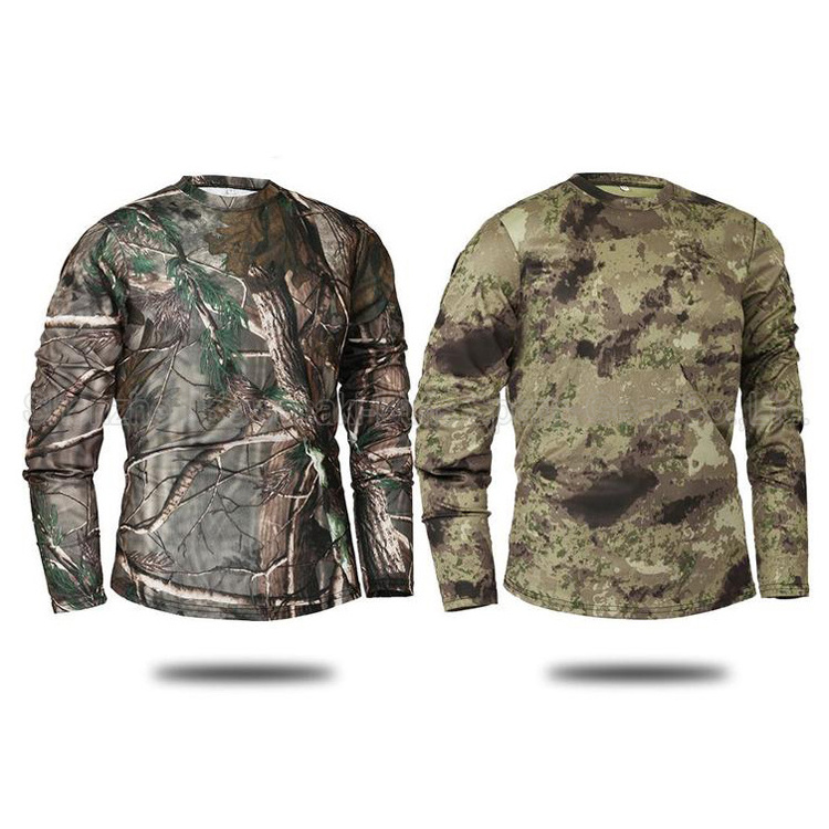 China factory no MOQ camouflage fishing t-shirt wholesale camo long sleeve t shirts