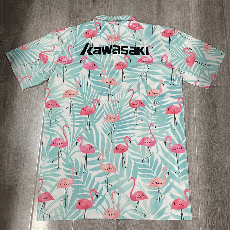 New Arrival Hawaii Men Shirt Blouse Flamingo Loose Short Sleeve Casual Buttons Cotton Beach Shirt