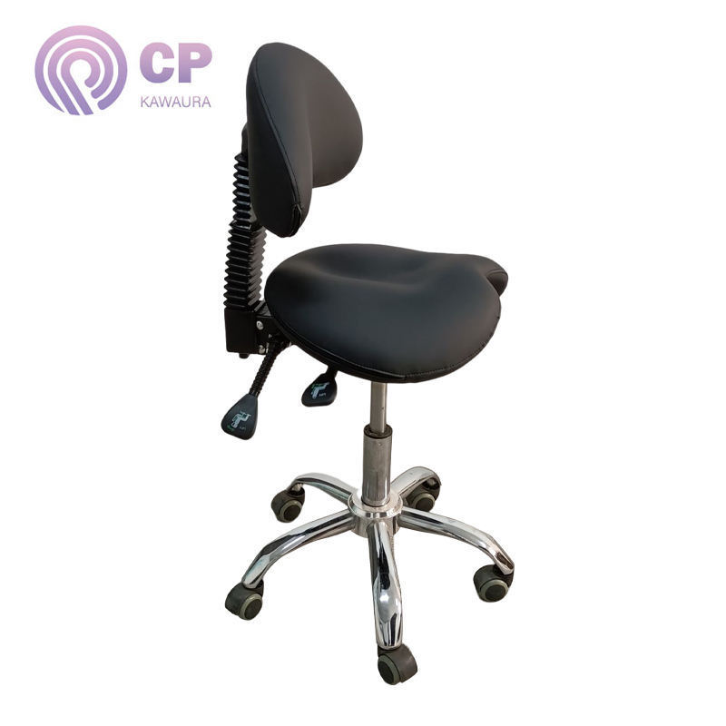 Wholesale hot selling exquisite mini seat black saddle stool saddle salon chair adjustable leather saddle stool on wheels