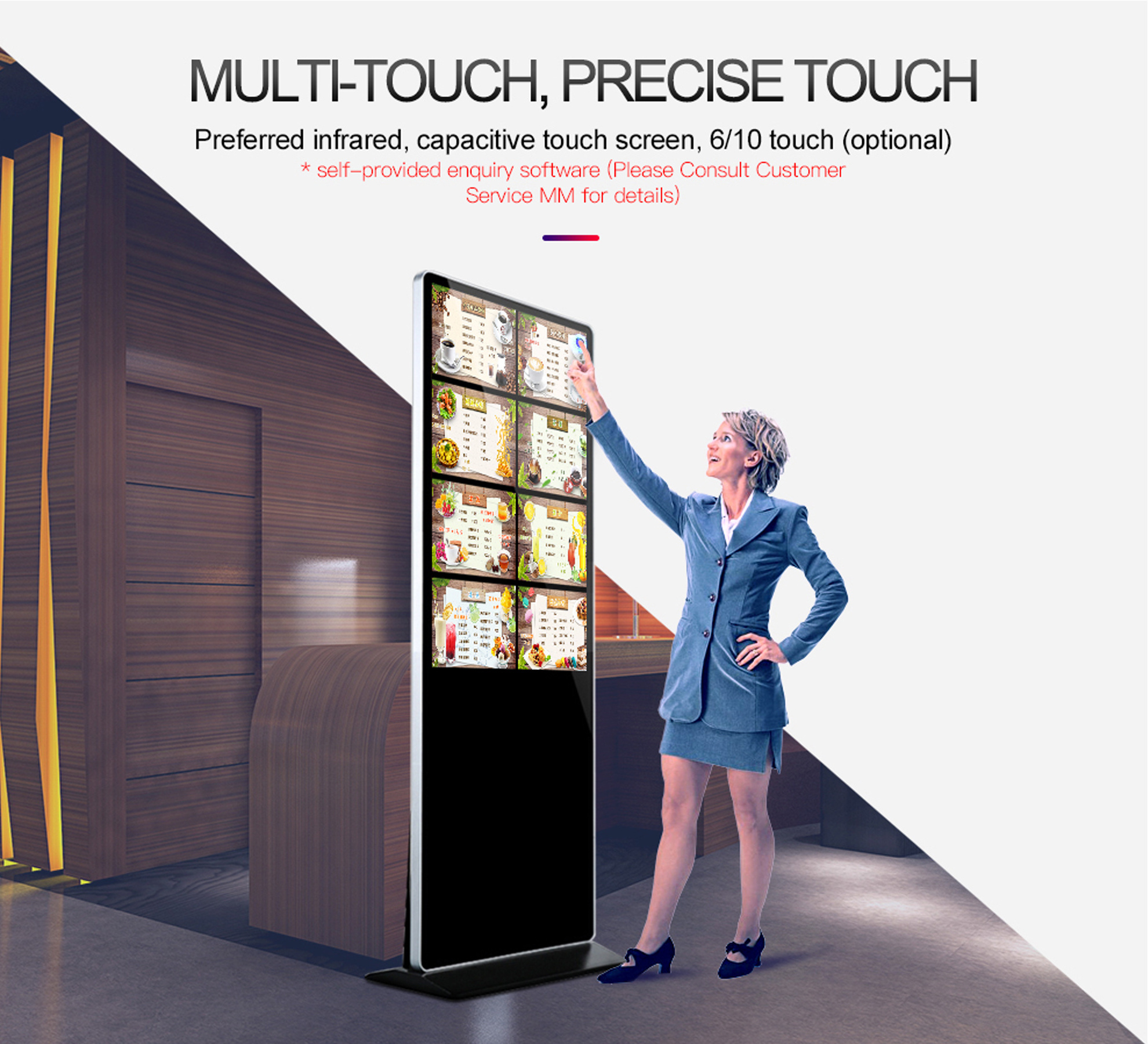 Ready Stock Floor Stand Indoor Outdoor LCD Digital Signage Billboard Kiosk Touch Screen Display for Advertising