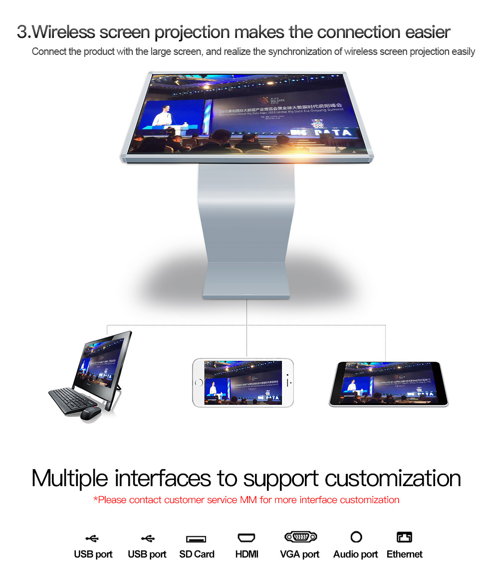 4K 55 inch Interactive LCD Self Service Display Free Floor Stand Digital Android Table PC Touch Screen Information Kiosk