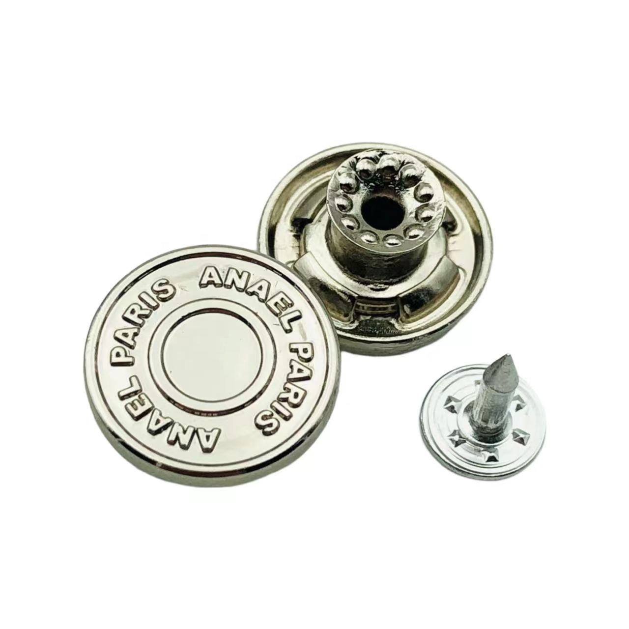 High Quality Zine Alloy Custom Logo Denim Jeans Rivets Buttons 17mm Custom Metal Buttons For Denim Jeans