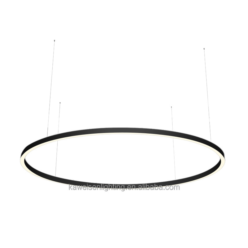 Creative Design Aluminum Ring Chandelier 1500mm Diameter Silver LED Pendant Hanging Light Fixture with Adjustable Cords & Canopy