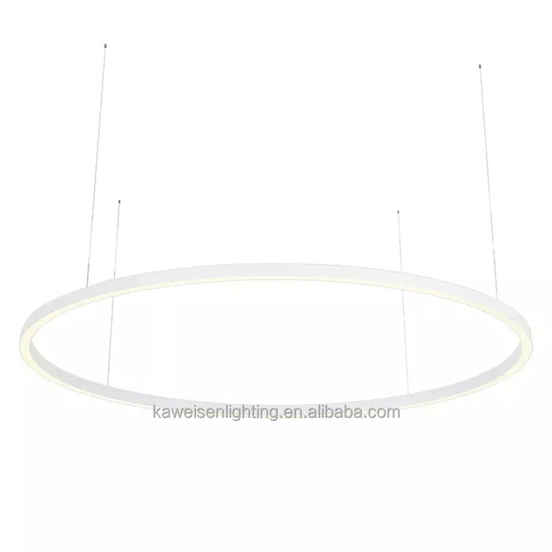 Creative Design Aluminum Ring Chandelier 1500mm Diameter Silver LED Pendant Hanging Light Fixture with Adjustable Cords & Canopy