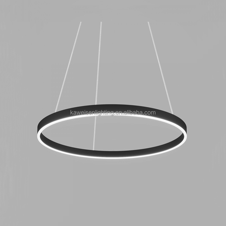 Black aluminum lighting fixture shopping store lamp 450mm diameter 32w stairway linear circle pendant led circular ring light