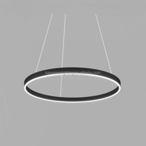 Black aluminum lighting fixture shopping store lamp 450mm diameter 32w stairway linear circle pendant led circular ring light