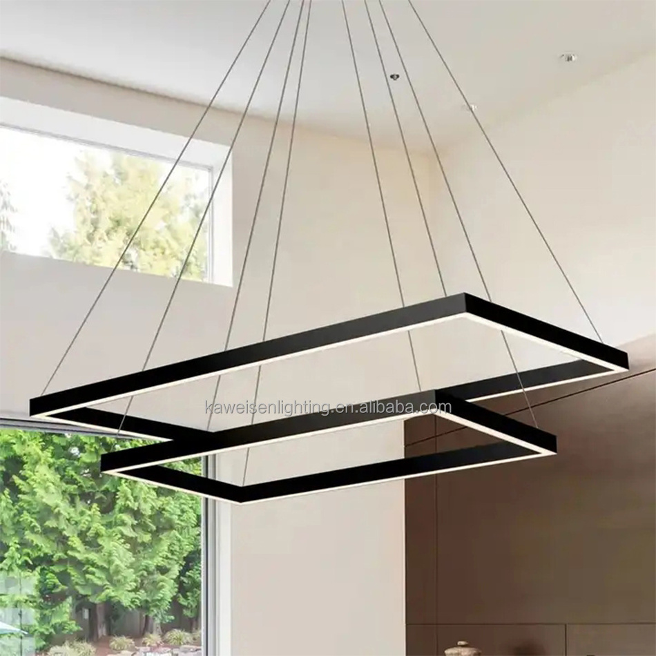 Creative aluminum rectangle LED pendant light droplight SMD chandelier led hanging lighting fixture adjustable for project hotel