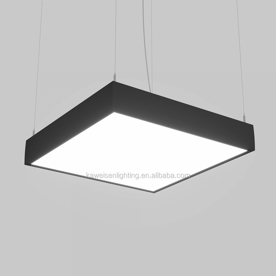 Nordic white finish LED chandelier aluminum square ceiling flat panel light pendant mounted lighting fixtures for kitchen island