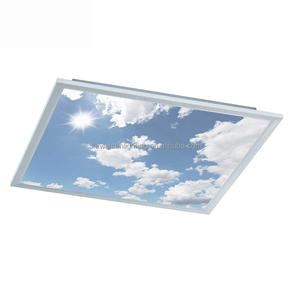 Custom artificial 3D vision skylight led blue sky ceiling led light panel 60x60cm 595x595mm dimmable ultra-thin LED panel lights