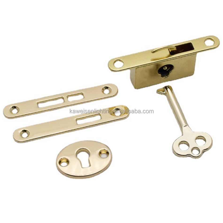 Vintage Jewelry Box Lock And Key Hardware For Wooden Jewelry Box Golden Antique Zinc Alloy Furniture Counter Drawer Locks