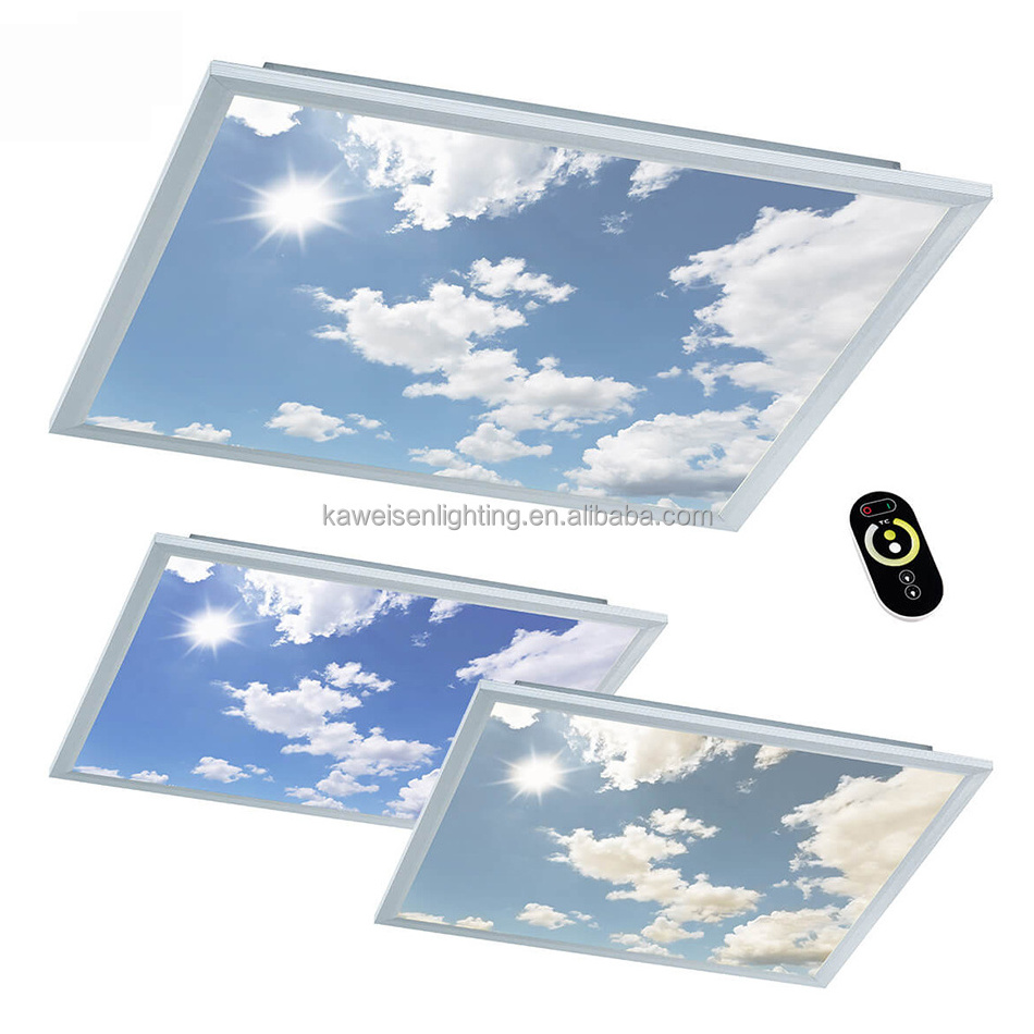 Custom artificial 3D vision skylight led blue sky ceiling led light panel 60x60cm 595x595mm dimmable ultra-thin LED panel lights