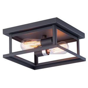 Modern living Room Ceiling Light Metal Flush Mount Ceiling Light Matt Black 2-Lights Square Ceiling Lamp for indoor home