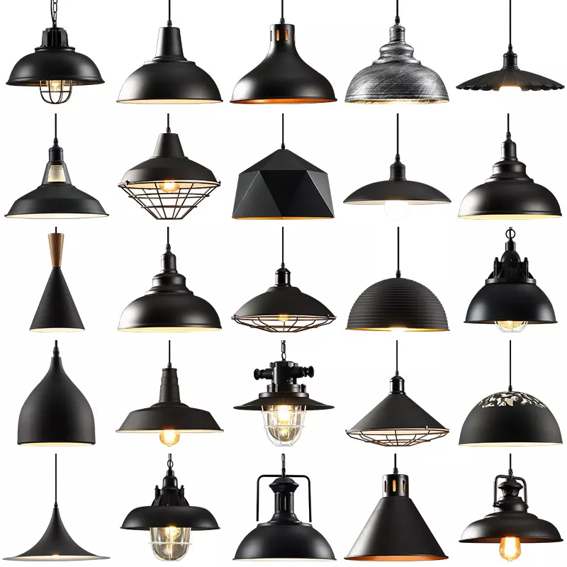 Farmhouse Pendant Lamp 1-Light Industrial Hanging Light Fixture 11-inch Matte Black Vintage Adjustable Metal Lighting