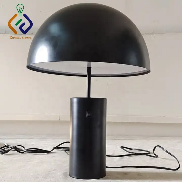 Black Metal Shade Mushroom Bedside Desk Lamp Night Stand Lamp Hotel Table Lamp with Metal Umbrella Shade