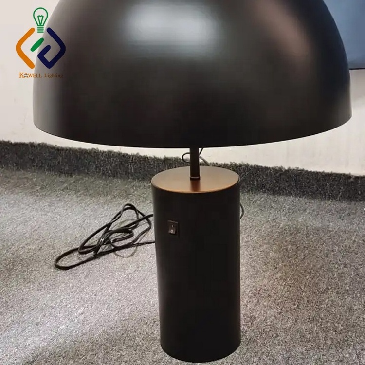 Black Metal Shade Mushroom Bedside Desk Lamp Night Stand Lamp Hotel Table Lamp with Metal Umbrella Shade