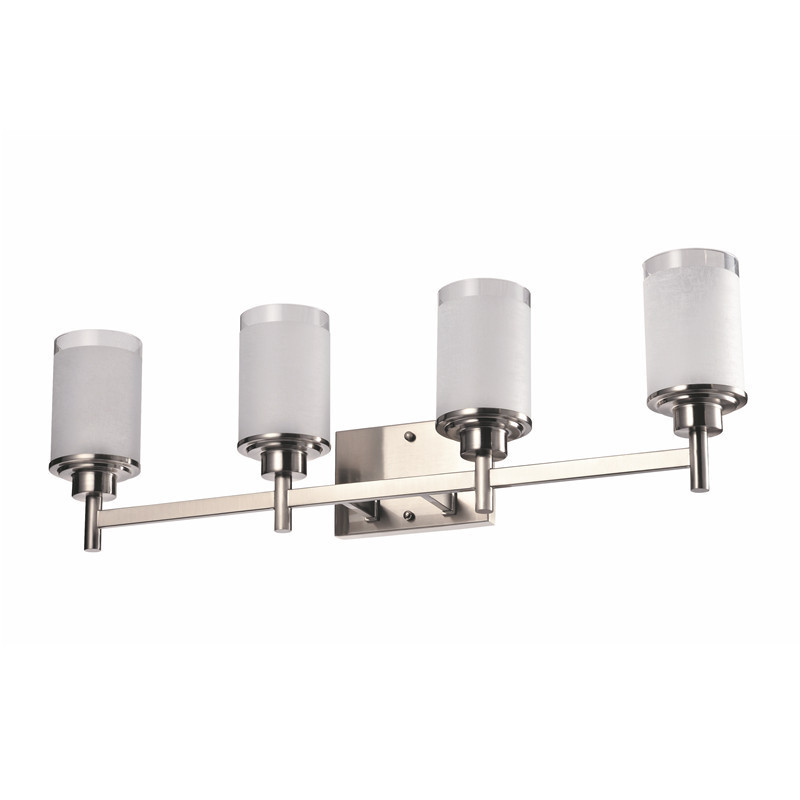 3 Lights Bulb Bathroom Vanity Lighting Fixtures Over Mirror Brushed Nickel Vanity Light with Glass White Shade