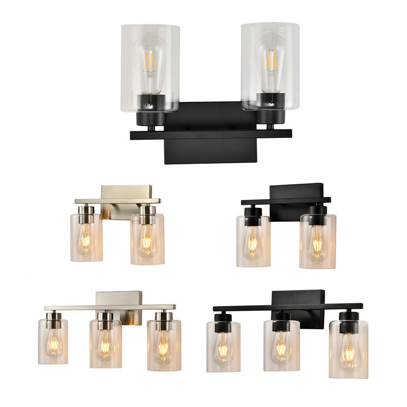 3 Lights Bulb Bathroom Vanity Lighting Fixtures Over Mirror Brushed Nickel Vanity Light with Glass White Shade